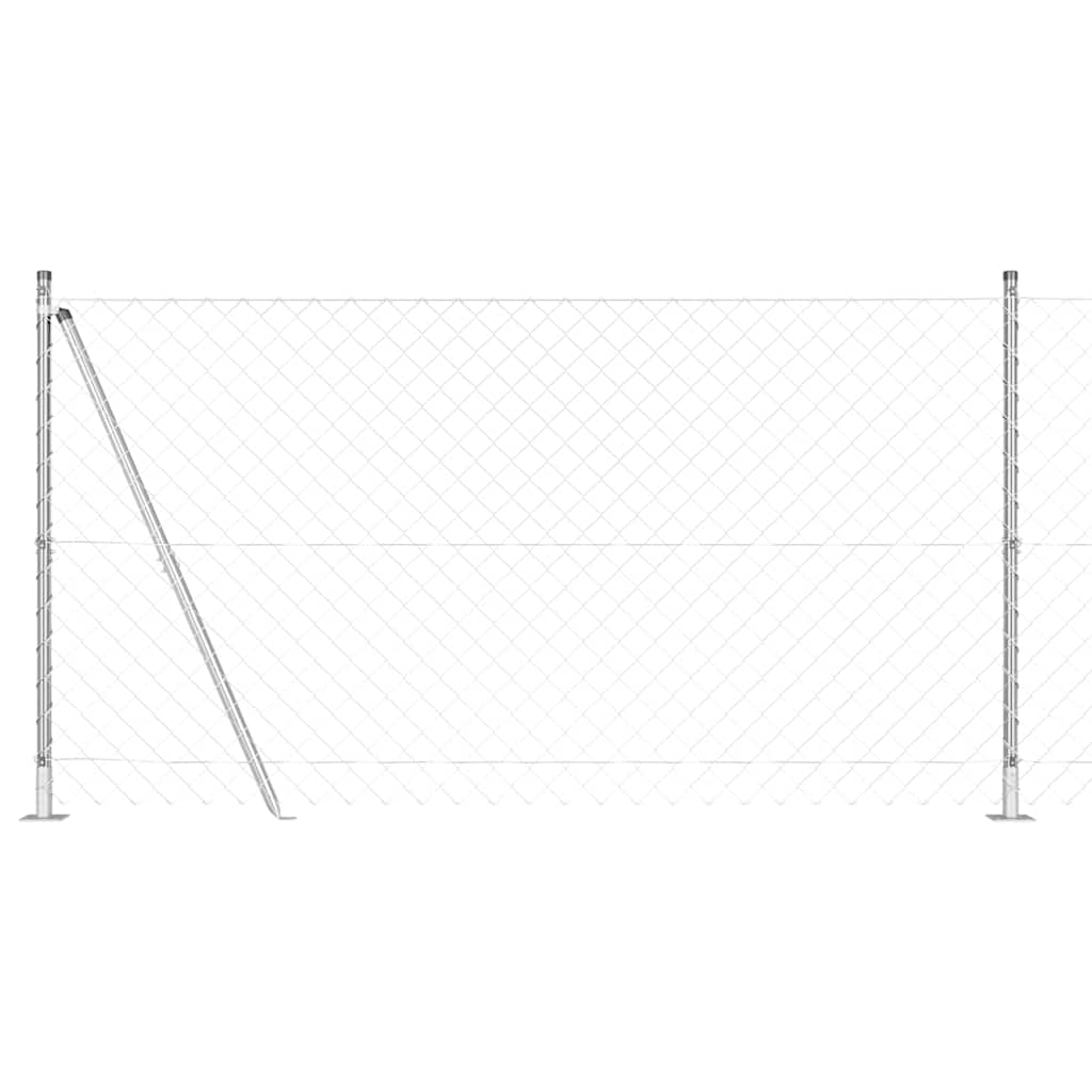 Kettengliedzaun mit Pfosten Silber 1,2 x 10 m Stahl